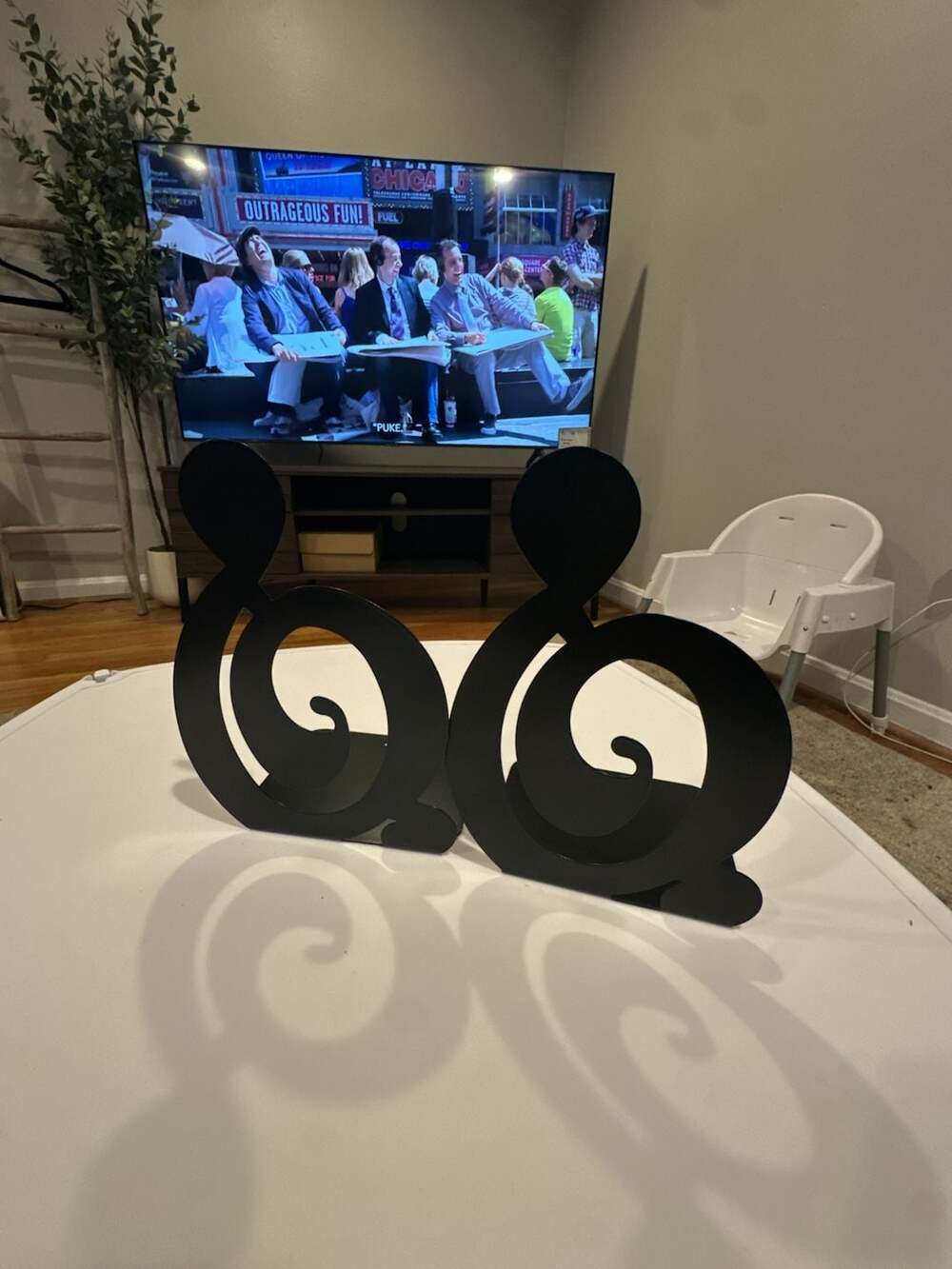 Unique Bargains Musical Note Shaped Metal Support Bookend Black